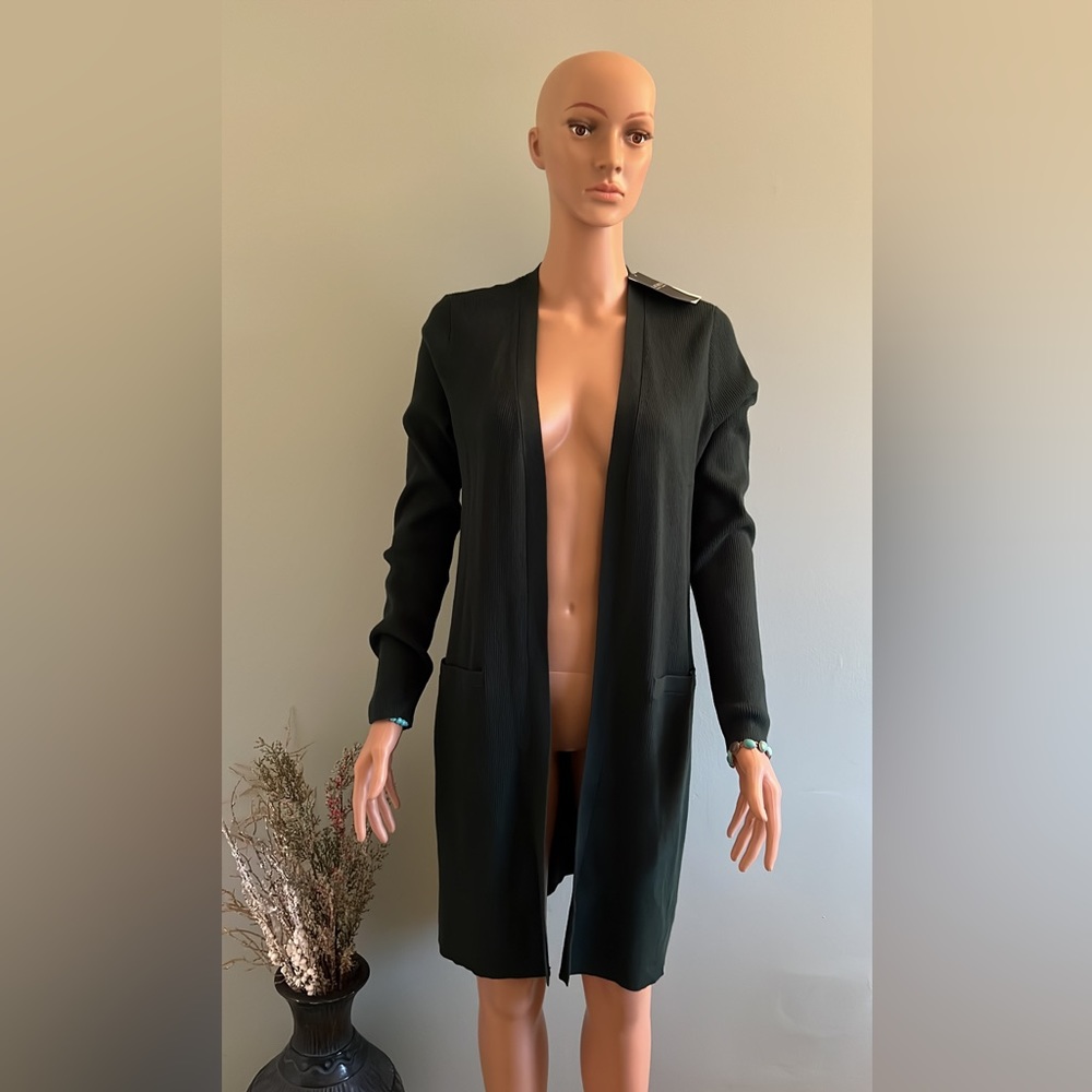 Lauren Ralph Lauren Solid green Ribbed Cardigan w/ Pockets, Size M , NWT!!